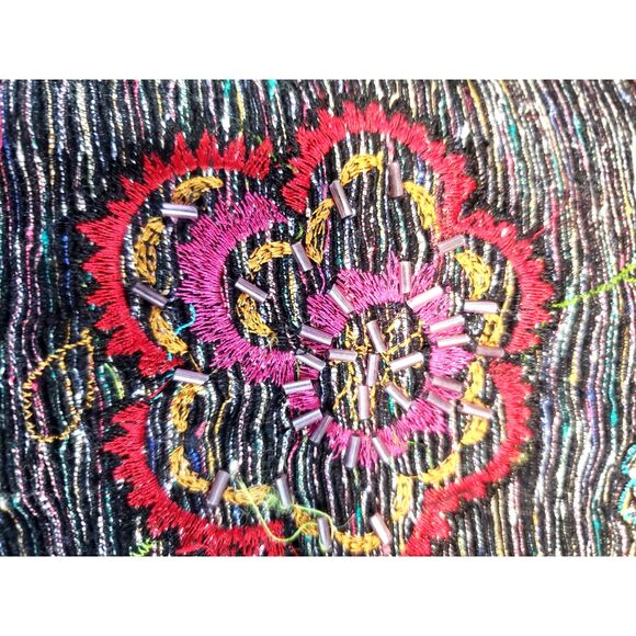 Chicos Design Multicolor Floral Silk Blend Embroidered Beaded Jacket Size 3 - Picture 7 of 7